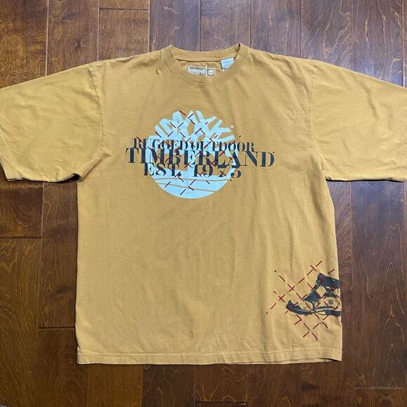Timberland Vintage Y2K Rugged Outdoors Wheat Brown T-Shirt Mens Size XL - Picture 4 of 9